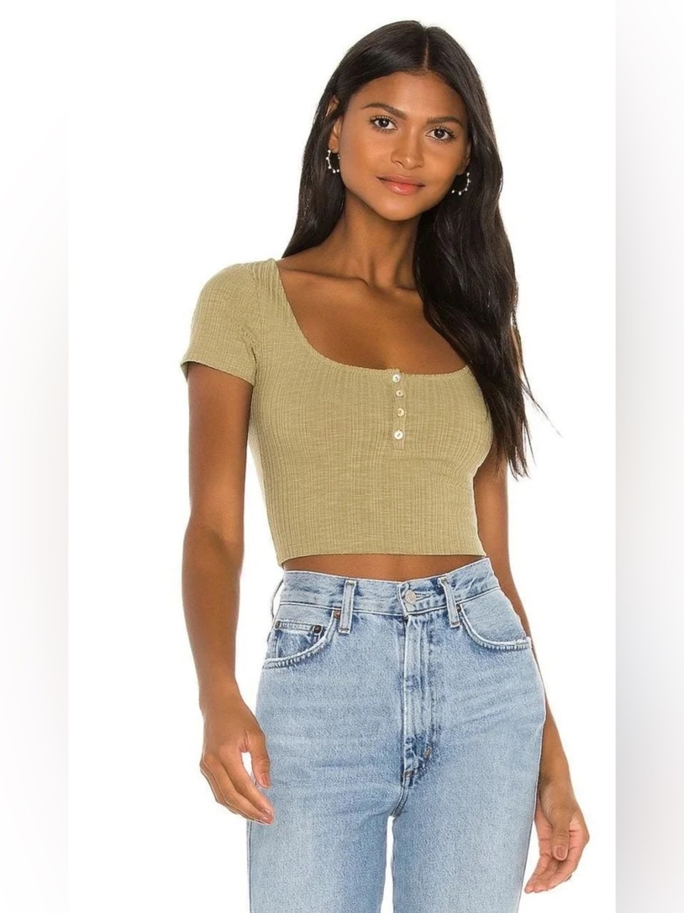Revolve Privacy Please Blair Olive Green Crop Top Size Small